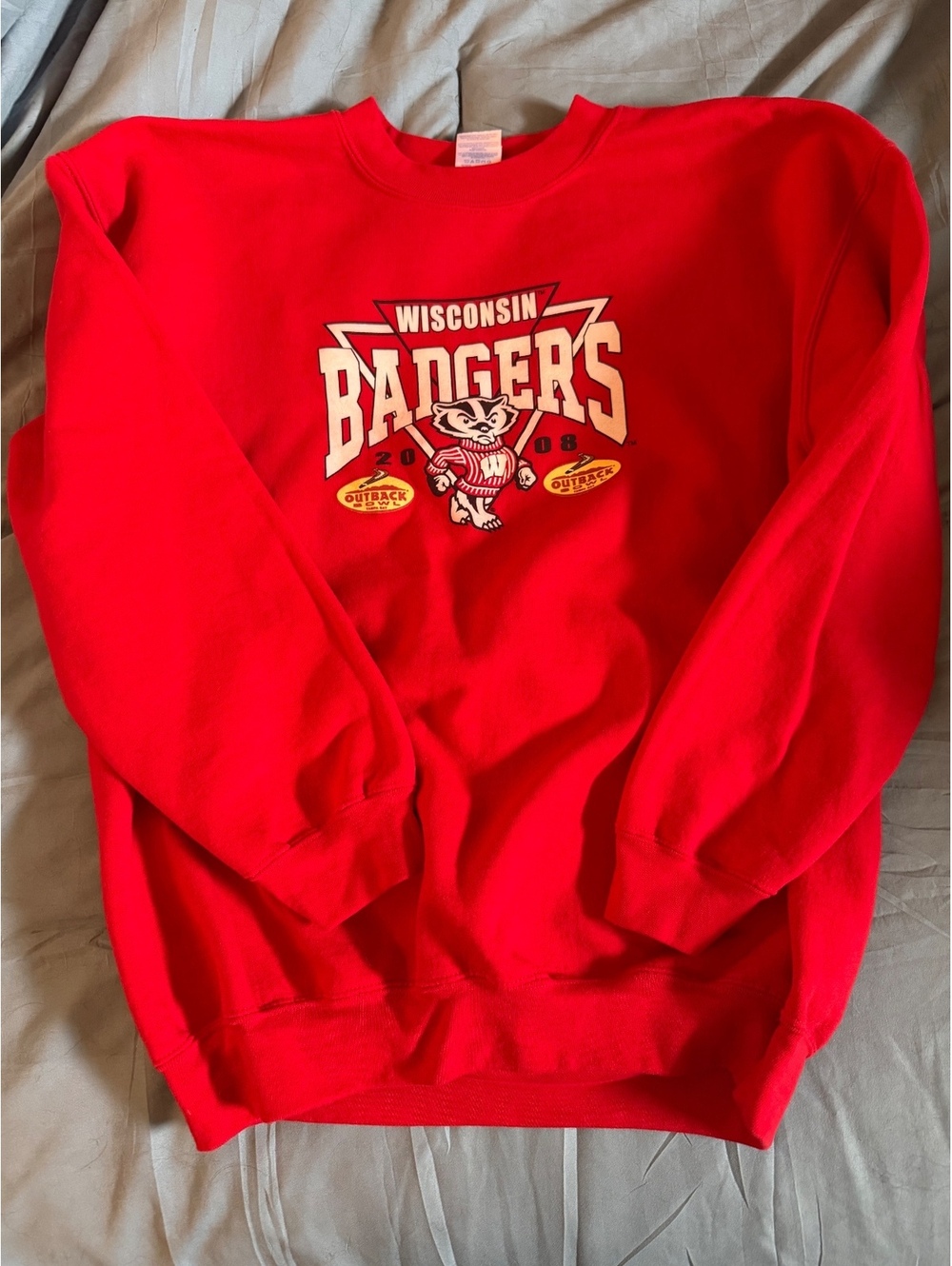 Vintage 2008 Wisconsin Badgers Outback Bowl Sweatshirt Mens Large Red